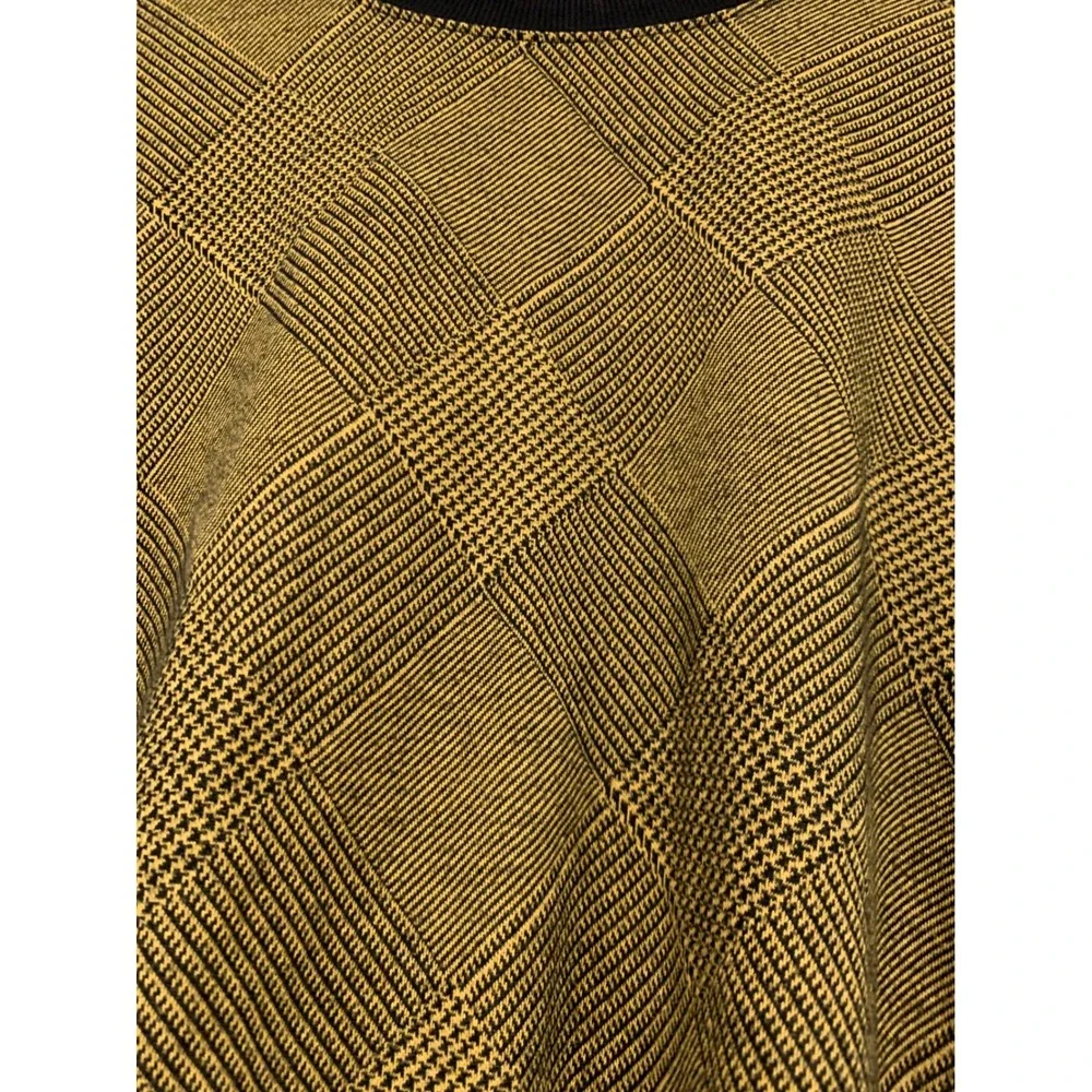 Vintage Style Houndstooth Argyle Crop Sweater Mustard Yellow Dark Academia Retro